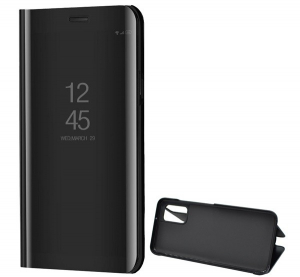 Tok &aacute;ll&oacute; (akt&iacute;v FLIP, oldalra ny&iacute;l&oacute;, asztali tart&oacute; funkci&oacute;, t&uuml;kr&ouml;s fel&uuml;let, Mirror View Case) FEKETE [Samsung Galaxy A03s (SM-A037F)]