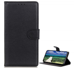 Tok &aacute;ll&oacute;, bőr hat&aacute;s&uacute; (FLIP, oldalra ny&iacute;l&oacute;, asztali tart&oacute; funkci&oacute;, pr&eacute;mium) FEKETE [Apple iPhone 13 mini]