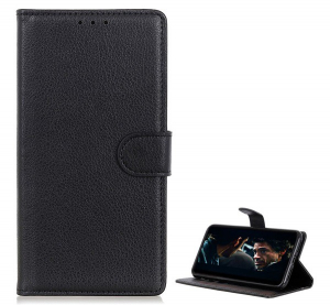 Tok &aacute;ll&oacute;, bőr hat&aacute;s&uacute; (FLIP, oldalra ny&iacute;l&oacute;, asztali tart&oacute; funkci&oacute;, pr&eacute;mium) FEKETE [Samsung Galaxy A31 (SM-A315F)]