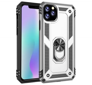 Defender műanyag telefonv&eacute;dő (k&ouml;zepesen &uuml;t&eacute;s&aacute;ll&oacute;, szilikon belső, telefontart&oacute; gyűrű, be&eacute;p&iacute;tett f&eacute;mlemez) EZ&Uuml;ST [Apple iPhone 11 Pro Max]