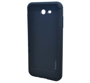 IPAKY szilikon telefonv&eacute;dő (k&ouml;zepesen &uuml;t&eacute;s&aacute;ll&oacute;, sz&aacute;lcsiszolt, karbon minta) K&Eacute;K [Samsung Galaxy J7 (2017) SM-J730]