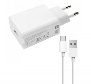XIAOMI hálózati töltő USB aljzat (5V / 3000mA, 18W, gyorstöltés támogatás + Type-C kábel) FEHÉR (MDY-10-EF / LB4173U0324503(D))
