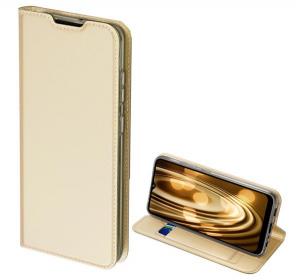 DUX DUCIS SKIN PRO tok &aacute;ll&oacute;, bőr hat&aacute;s&uacute; (FLIP, oldalra ny&iacute;l&oacute;, bankk&aacute;rtya tart&oacute;, asztali tart&oacute; funkci&oacute;) ARANY [Samsung Galaxy A02s (SM-A025F)]