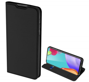 DUX DUCIS SKIN PRO tok álló, bőr hatású (FLIP, oldalra nyíló, bankkártya tartó, asztali tartó funkció) FEKETE [Samsung Galaxy A52s 5G (SM-A528)]