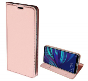 DUX DUCIS SKIN PRO tok &aacute;ll&oacute;, bőr hat&aacute;s&uacute; (FLIP, oldalra ny&iacute;l&oacute;, bankk&aacute;rtya tart&oacute;, asztali tart&oacute; funkci&oacute;) ROZ&Eacute;ARANY [Huawei Y7 2019 (Y7 Prime 2019)]