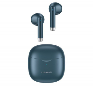 USAMS IA04 bluetooth fülhallgató SZTEREO (v5.0, TWS, mikrofon, zenehallgatáshoz ajánlott + töltőtok) SÖTÉTKÉK (IA04_BL)