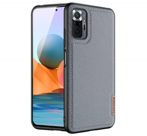 DUX DUCIS FINO szilikon telefonvédő (műanyag belső, közepesen ütésálló, rács minta) SZÜRKE [Xiaomi Redmi Note 10 Pro 4G]
