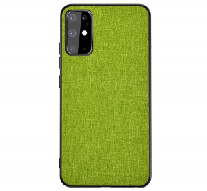 Műanyag telefonvédő (közepesen ütésálló, szilikon keret, textil hátlap) ZÖLD [Samsung Galaxy S20 5G (SM-G981U)]