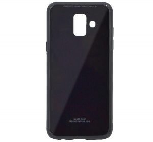 Műanyag telefonvédő (közepesen ütésálló, üveg hátlap) FEKETE [Samsung Galaxy A6 (2018) SM-A600F]