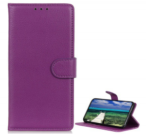 Tok álló, bőr hatású (FLIP, oldalra nyíló, asztali tartó funkció, prémium) LILA [Samsung Galaxy A33 5G (SM-A336)]