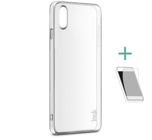 IMAK műanyag telefonvédő (közepesen ütésálló + képernyővédő fólia) ÁTLÁTSZÓ [Apple iPhone XS Max 6.5]