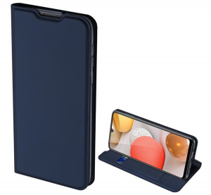 DUX DUCIS SKIN PRO tok álló, bőr hatású (FLIP, oldalra nyíló, bankkártya tartó, asztali tartó funkció) SÖTÉTKÉK [Samsung Galaxy A42 5G (SM-A425F)]
