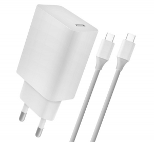 4-OK hálózati töltő Type-C aljzat (5V / 2400mA, 18W, PD gyorstöltés támogatás + Type-C kábel) FEHÉR (CVPC18)