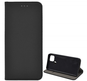 Tok álló, bőr hatású (FLIP, oldalra nyíló, asztali tartó funkció, rombusz minta) FEKETE [Oppo A15s]