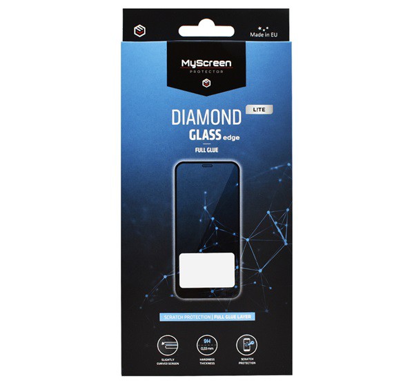 MYSCREEN DIAMOND GLASS LITE EDGE képernyővédő üveg (2.5D full glue, íves, karcálló, 0.33 mm, 9H) FEKETE [Huawei P30]