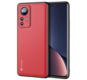 DUX DUCIS FINO szilikon telefonvédő (műanyag belső, közepesen ütésálló, rács minta) PIROS [Xiaomi 12 Pro]