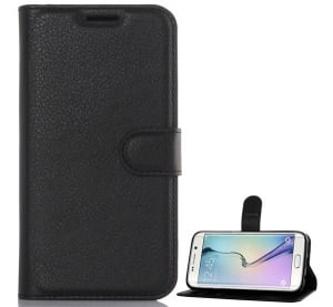 Tok álló, bőr hatású (FLIP, oldalra nyíló, asztali tartó funkció, prémium) FEKETE [Samsung Galaxy S7 EDGE (SM-G935)]