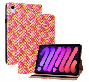 Tok &aacute;ll&oacute;, bőr hat&aacute;s&uacute; (FLIP, oldalra ny&iacute;l&oacute;, asztali tart&oacute; funkci&oacute;, fonott minta) R&Oacute;ZSASZ&Iacute;N [Apple IPAD mini 6 (2021)]