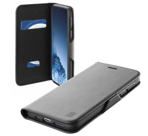 CELLULARLINE BOOK CLUTCH tok &aacute;ll&oacute;, bőr hat&aacute;s&uacute; (FLIP, oldalra ny&iacute;l&oacute;, bankk&aacute;rtyatart&oacute; funkci&oacute;) FEKETE [Samsung Galaxy S21 Plus (SM-G996) 5G]