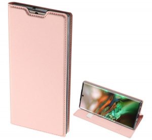 DUX DUCIS SKIN PRO tok &aacute;ll&oacute;, bőr hat&aacute;s&uacute; (FLIP, oldalra ny&iacute;l&oacute;, bankk&aacute;rtya tart&oacute;, asztali tart&oacute; funkci&oacute;) ROZ&Eacute;ARANY [Samsung Galaxy Note 10 (SM-N970F)]