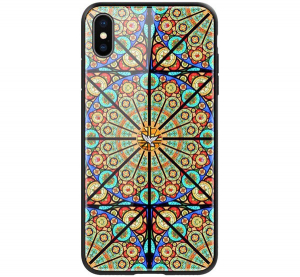 NILLKIN BRILLIANCE telefonv&eacute;dő szilikon keret (BUMPER, k&ouml;zepesen &uuml;t&eacute;s&aacute;ll&oacute;, edzett &uuml;veg h&aacute;tlap, mandala minta) SZ&Iacute;NES [Apple iPhone XS Max 6.5]