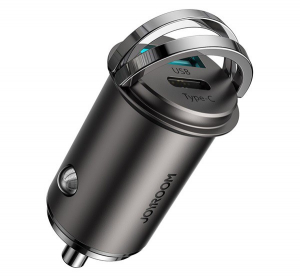 JOYROOM aut&oacute;s t&ouml;ltő USB aljzat / Type-C aljzat (5V / 4500mA, 45W, PD gyorst&ouml;lt&eacute;s t&aacute;mogat&aacute;s) S&Ouml;T&Eacute;TSZ&Uuml;RKE (C-A35)