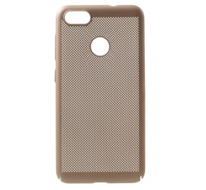 Műanyag telefonv&eacute;dő (gum&iacute;rozott, lyukacsos minta) ARANY [Huawei P9 Lite Mini]