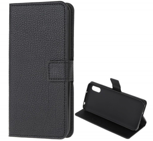 Tok &aacute;ll&oacute;, bőr hat&aacute;s&uacute; (FLIP, oldalra ny&iacute;l&oacute;, asztali tart&oacute; funkci&oacute;, pr&eacute;mium) FEKETE [Samsung Galaxy Xcover 5 (SM-G525F)]