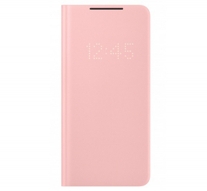 SAMSUNG tok álló (aktív FLIP, oldalra nyíló, bankkártya tartó, LED kijelző) RÓZSASZÍN [Samsung Galaxy S21 Plus (SM-G996) 5G]