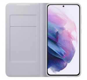SAMSUNG tok álló (aktív FLIP, oldalra nyíló, bankkártya tartó, LED kijelző) RÓZSASZÍN [Samsung Galaxy S21 Plus (SM-G996) 5G]