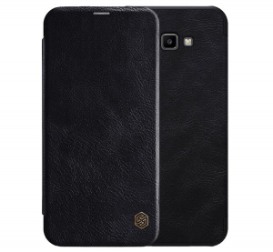 NILLKIN QIN tok &aacute;ll&oacute;, bőr hat&aacute;s&uacute; (FLIP, oldalra ny&iacute;l&oacute;, bankk&aacute;rtya tart&oacute;) FEKETE [Samsung Galaxy J4 Plus (SM-J415F)]