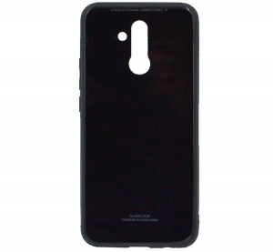 Műanyag telefonvédő (közepesen ütésálló, üveg hátlap) FEKETE [Huawei Mate 20 Lite]
