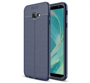 Szilikon telefonv&eacute;dő (k&ouml;zepesen &uuml;t&eacute;s&aacute;ll&oacute;, bőr hat&aacute;s&uacute;, varr&aacute;s minta) S&Ouml;T&Eacute;TK&Eacute;K [Samsung Galaxy J4 Plus (SM-J415F)]