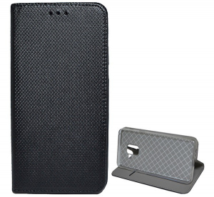 Tok álló, bőr hatású (FLIP, oldalra nyíló, asztali tartó funkció, rombusz minta) FEKETE [Samsung Galaxy A8 (2018) SM-A530F]