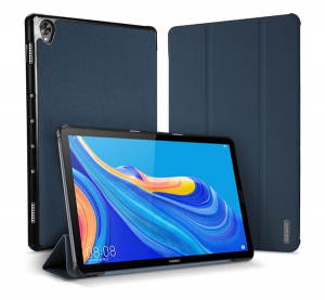 DUX DUCIS DOMO tok &aacute;ll&oacute;, bőr hat&aacute;s&uacute; (akt&iacute;v FLIP, oldalra ny&iacute;l&oacute;, TRIFOLD asztali tart&oacute; funkci&oacute;, textil minta) S&Ouml;T&Eacute;TK&Eacute;K [Huawei MediaPad M6 10.8 LTE]