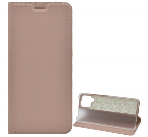 Tok &aacute;ll&oacute;, bőr hat&aacute;s&uacute; (FLIP, oldalra ny&iacute;l&oacute;, asztali tart&oacute; funkci&oacute;) ROZ&Eacute;ARANY 2 [Samsung Galaxy M22 (SM-M225F)]