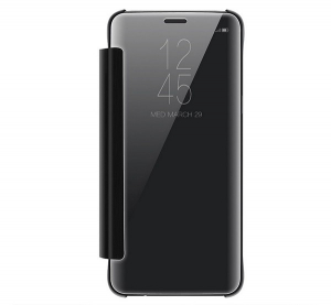 Tok álló (aktív FLIP, oldalra nyíló, asztali tartó funkció, tükrös felület, Mirror View Case) FEKETE [Samsung Galaxy S9 (SM-G960)]