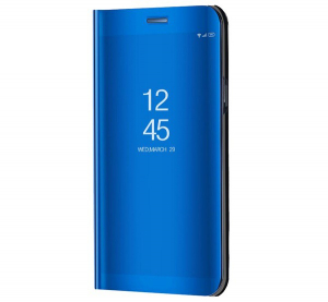 Tok álló (aktív FLIP, oldalra nyíló, asztali tartó funkció, tükrös felület, Mirror View Case) KÉK [Samsung Galaxy S22 5G (SM-S901)]