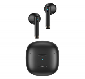 USAMS IA04 bluetooth fülhallgató SZTEREO (v5.0, TWS, mikrofon, zenehallgatáshoz ajánlott + töltőtok) FEKETE (IA04_B)