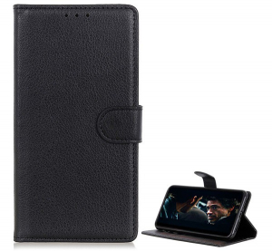 Tok &aacute;ll&oacute;, bőr hat&aacute;s&uacute; (FLIP, oldalra ny&iacute;l&oacute;, asztali tart&oacute; funkci&oacute;, pr&eacute;mium) FEKETE [LG K42 (LM-K420HM)]