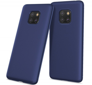 Szilikon telefonvédő (közepesen ütésálló, csíkos minta) SÖTÉTKÉK [Huawei Mate 20 Pro]
