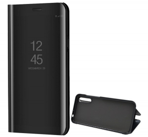 Tok &aacute;ll&oacute; (akt&iacute;v FLIP, oldalra ny&iacute;l&oacute;, asztali tart&oacute; funkci&oacute;, t&uuml;kr&ouml;s fel&uuml;let, Mirror View Case) FEKETE [Huawei Y8p]