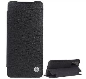 NILLKIN MING tok &aacute;ll&oacute;, bőr hat&aacute;s&uacute; (FLIP, oldalra ny&iacute;l&oacute;, asztali tart&oacute; funkci&oacute;, bankk&aacute;rtya tart&oacute;, textil minta) FEKETE [Samsung Galaxy S20 5G (SM-G981U