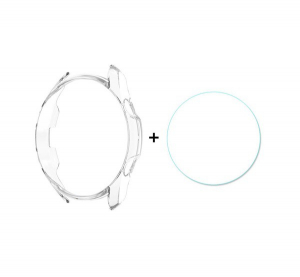 ENKAY műanyag keret (BUMPER, &uuml;t&eacute;s&aacute;ll&oacute; + kijelzőv&eacute;dő &uuml;veg) &Aacute;TL&Aacute;TSZ&Oacute; [Samsung Galaxy Watch 3 45mm (SM-R840)]