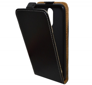 Tok &aacute;ll&oacute;, bőr hat&aacute;s&uacute; (FLIP, lefel&eacute; ny&iacute;l&oacute;, szilikon tart&oacute;) FEKETE [LG K10 (2017) M250n]