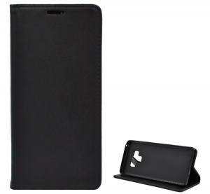 Tok &aacute;ll&oacute;, bőr hat&aacute;s&uacute; (FLIP, oldalra ny&iacute;l&oacute;, asztali tart&oacute; funkci&oacute;) FEKETE [Samsung Galaxy Note 9 (SM-N960F)]