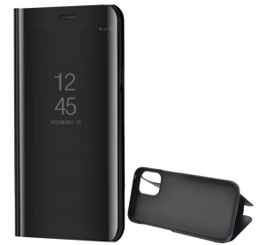 Tok &aacute;ll&oacute; (akt&iacute;v FLIP, oldalra ny&iacute;l&oacute;, asztali tart&oacute; funkci&oacute;, t&uuml;kr&ouml;s fel&uuml;let, Mirror View Case) FEKETE [Apple iPhone 12 mini]