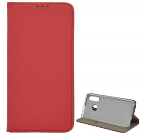 Tok &aacute;ll&oacute;, bőr hat&aacute;s&uacute; (FLIP, oldalra ny&iacute;l&oacute;, asztali tart&oacute; funkci&oacute;, rombusz minta) PIROS [Huawei P30 Lite (Nova 4e)]