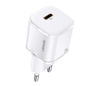 USAMS T36 h&aacute;l&oacute;zati t&ouml;ltő Type-C aljzat (5V / 3000 mA, 20W, PD gyorst&ouml;lt&eacute;s t&aacute;mogat&aacute;s, GaN) FEH&Eacute;R (CC124)