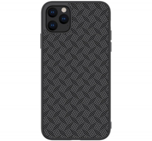 NILLKIN SYNTHETIC FIBER PLAID műanyag telefonvédő (gumírozott, környezetbarát, 3D, csíkos minta) FEKETE [Apple iPhone 11 Pro]